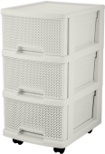 KEEPLEX KL379322048 Ajur с ящиками на колесиках трехсекционный компакт 37х30х52см белое облако