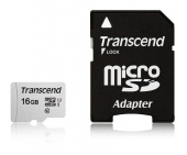 Флеш карта microSDHC 16Gb Class10 Transcend TS16GUSD300S-A + adapter