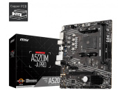 Материнская плата MSI A520M-A PRO Soc-AM4 AMD A520 2xDDR4 mATX AC`97 8ch(7.1) GbLAN RAID+DVI+HDMI