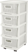 KEEPLEX KL379622048 Ajur с корзинами на колесиках четырехсекционный компакт 37х30х69см белое облако