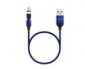 MAXVI MCm-02L синий , USB-A - Lightning, 2A, магнитный разъем, LED