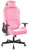 Кресло игровое Knight N1 Fabric розовый Velvet 36 с подголов. крестовина металл