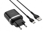 HOCO C12Q "Smart" QC3.0 + кабель Type-C черный