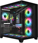 Корпус 1STPlayer MEGAVIEW MV8-TP черный без БП MidiTower ATX (MV8-TP-BK)