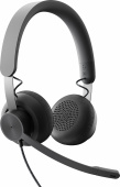 Наушники с микрофоном Logitech Zone Wired UC черный матовый 1.9м накладные USB оголовье (981-000875)