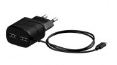 MAXVI TCM-202TB 2A, Type-C, 2xUSB, цвет: черный
