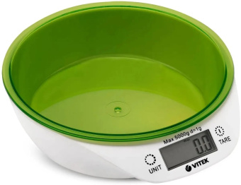 Весы кухонные Vitek VT-2400 5кг белый/зеленый