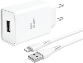 AKSBERRY (6900221580012) T40 1USB 24A + Lightning (белый)