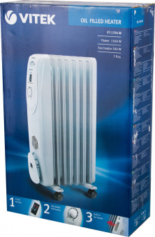 Радиатор масляный Vitek VT-1704 1500Вт белый