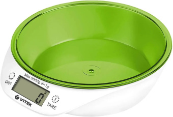 Весы кухонные Vitek VT-2400 5кг белый/зеленый