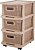 KEEPLEX KL379522005 Ajur с корзинами на колесиках трехсекционный компакт 37х30х52см бежевый топаз