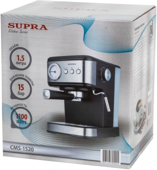 Кофеварка рожковая Supra CMS-1520 1100Вт серебристый/черный