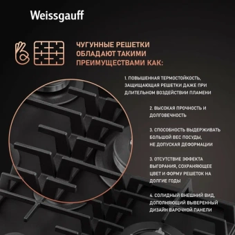 Газовая панель Weissgauff HGG 451 BGh Nano Glass